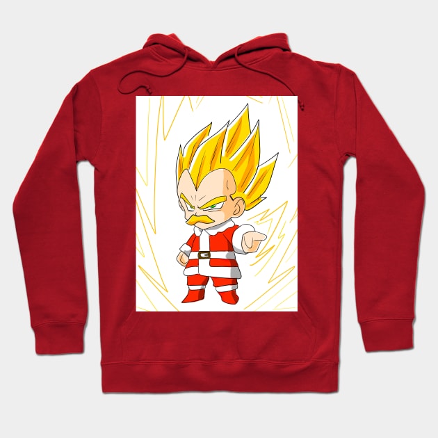 Santa Vegeta in super saiyan christmas in dragonball Hoodie by jorge_lebeau